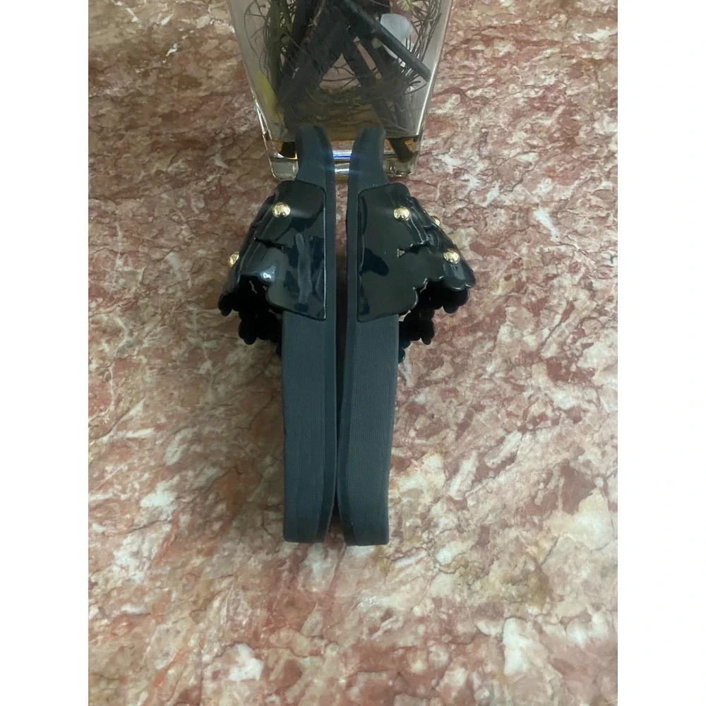 Kate Spade Daisy‎ Pool Slides Black Sandals Size 7B EUC! $129